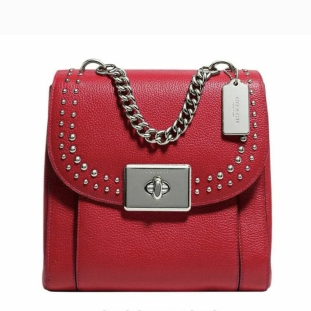 SOLD** Coach Red Leather Backpack Purse